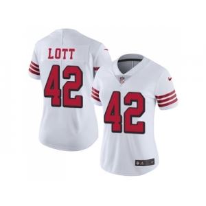 Women Nike San Francisco 49ers #42 Ronnie Lott White Rush Stitched NFL Vapor Untouchable Limited Jersey