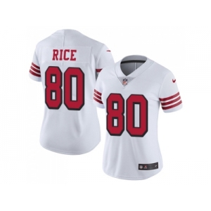 Women Nike San Francisco 49ers #80 Jerry Rice White Rush Stitched NFL Vapor Untouchable Limited Jersey