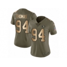 Women Nike San Francisco 49ers #94 Solomon Thomas Limited Olive Gold 2017 Salute to Service NFL Jersey