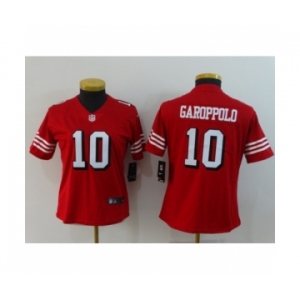 Women San Francisco 49ers #10 Jimmy Garoppolo Limited Red Rush Vapor Untouchable Football Jerseys