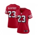 Women's NFL San Francisco 49ers #23 Christian McCaffrey Red Stitched Game Jersey(Run Small)