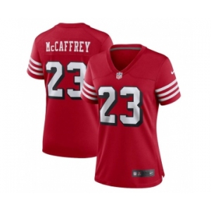 Women's NFL San Francisco 49ers #23 Christian McCaffrey Red Stitched Game Jersey(Run Small)