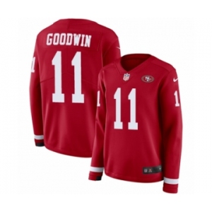 Women's Nike San Francisco 49ers #11 Marquise Goodwin Limited Red Therma Long Sleeve NFL Jersey