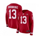 Women's Nike San Francisco 49ers #13 Aaron Burbridge Limited Red Therma Long Sleeve NFL Jersey