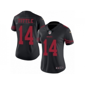 Women's Nike San Francisco 49ers #14 Y.A. Tittle Limited Black Rush NFL Jersey