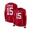 Women's Nike San Francisco 49ers #15 Pierre Garcon Limited Red Therma Long Sleeve NFL Jersey