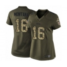 Women's Nike San Francisco 49ers #16 Joe Montana Limited Green Salute to Service NFL Jersey