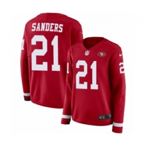 Women's Nike San Francisco 49ers #21 Deion Sanders Limited Red Therma Long Sleeve NFL Jersey