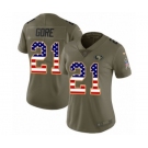Women's Nike San Francisco 49ers #21 Frank Gore Limited Olive USA Flag 2017 Salute to Service NFL Jersey