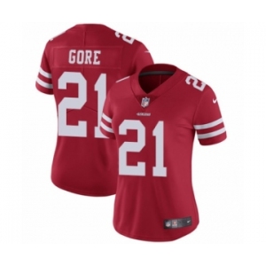 Women's Nike San Francisco 49ers #21 Frank Gore Red Team Color Vapor Untouchable Elite Player NFL Jersey
