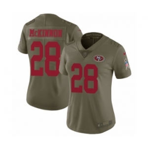 Women's Nike San Francisco 49ers #28 Jerick McKinnon Limited Olive 2017 Salute to Service NFL Jersey