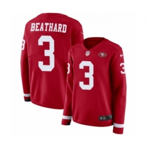 Women's Nike San Francisco 49ers #3 C. J. Beathard Limited Red Therma Long Sleeve NFL Jersey