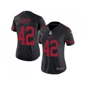 Women's Nike San Francisco 49ers #42 Ronnie Lott Black Stitched NFL Limited Rush Jersey
