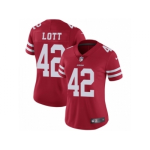 Women's Nike San Francisco 49ers #42 Ronnie Lott Vapor Untouchable Limited Red Team Color NFL Jersey
