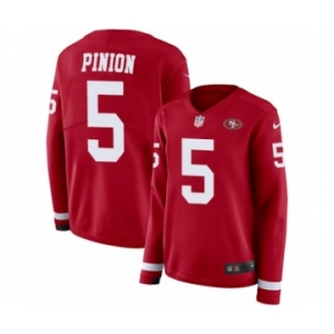 Women's Nike San Francisco 49ers #5 Bradley Pinion Limited Red Therma Long Sleeve NFL Jersey