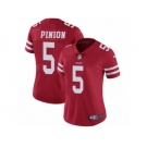 Women's Nike San Francisco 49ers #5 Bradley Pinion Vapor Untouchable Limited Red Team Color NFL Jersey