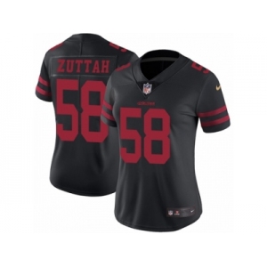 Women's Nike San Francisco 49ers #58 Jeremy Zuttah Vapor Untouchable Limited Black NFL Jersey