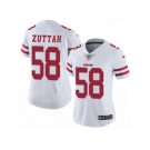 Women's Nike San Francisco 49ers #58 Jeremy Zuttah Vapor Untouchable Limited White NFL Jersey