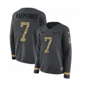 Women's Nike San Francisco 49ers #7 Colin Kaepernick Limited Black Salute to Service Therma Long Sleeve NFL Jersey
