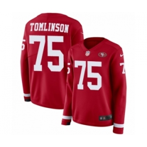 Women's Nike San Francisco 49ers #75 Laken Tomlinson Limited Red Therma Long Sleeve NFL Jersey