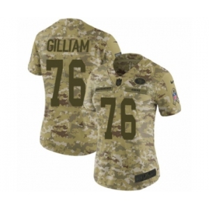 Women's Nike San Francisco 49ers #76 Garry Gilliam Limited Camo 2018 Salute to Service NFL Jersey