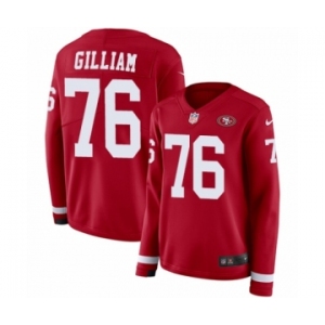 Women's Nike San Francisco 49ers #76 Garry Gilliam Limited Red Therma Long Sleeve NFL Jersey