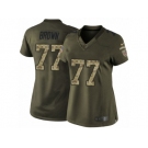 Women's Nike San Francisco 49ers #77 Trent Brown Limited Green Salute to Service NFL Jersey