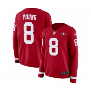 Women's Nike San Francisco 49ers #8 Steve Young Limited Red Therma Long Sleeve NFL Jersey