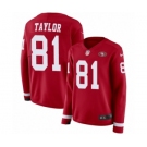 Women's Nike San Francisco 49ers #81 Trent Taylor Limited Red Therma Long Sleeve NFL Jersey