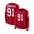 Women's Nike San Francisco 49ers #91 Arik Armstead Limited Red Therma Long Sleeve NFL Jersey