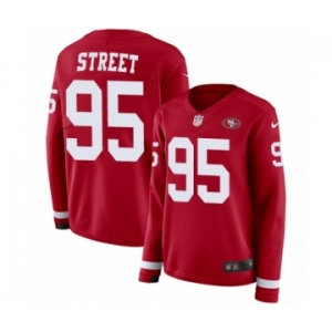 Women's Nike San Francisco 49ers #95 Kentavius Street Limited Red Therma Long Sleeve NFL Jersey