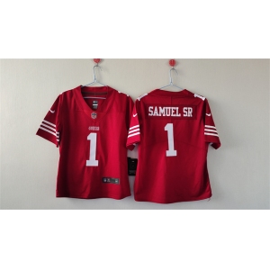 Women's San Francisco 49ers #1 Deebo Samuel Sr. Red Football Stitched Jersey