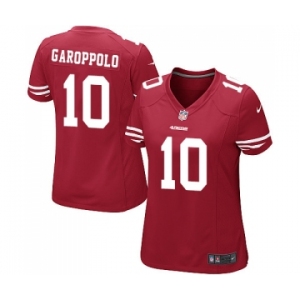 Women's San Francisco 49ers #10 Jimmy Garoppolo Game Red Team Color Football Jersey