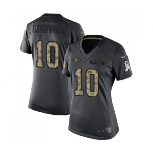 Women's San Francisco 49ers #10 Jimmy Garoppolo Limited Black 2016 Salute to Service Football Jersey
