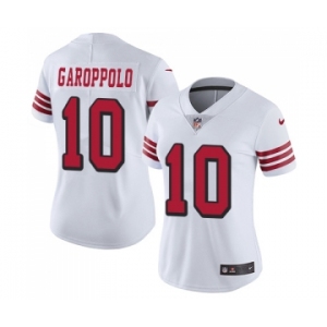 Women's San Francisco 49ers #10 Jimmy Garoppolo Limited White Rush Vapor Untouchable Football Jersey