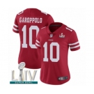 Women's San Francisco 49ers #10 Jimmy Garoppolo Red Team Color Vapor Untouchable Limited Player Super Bowl LIV Bound Football Jersey