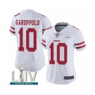 Women's San Francisco 49ers #10 Jimmy Garoppolo White Vapor Untouchable Limited Player Super Bowl LIV Bound Football Jersey