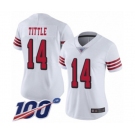Women's San Francisco 49ers #14 Y.A. Tittle Limited White Rush Vapor Untouchable 100th Season Football Jersey