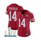 Women's San Francisco 49ers #14 Y.A. Tittle Red Team Color Vapor Untouchable Limited Player Super Bowl LIV Bound Football Jersey