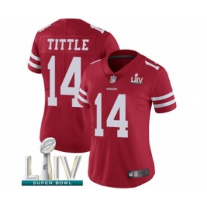 Women's San Francisco 49ers #14 Y.A. Tittle Red Team Color Vapor Untouchable Limited Player Super Bowl LIV Bound Football Jersey