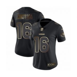 Women's San Francisco 49ers #16 Joe Montana Black Gold Vapor Untouchable Limited Football Jersey
