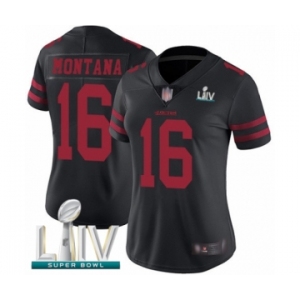 Women's San Francisco 49ers #16 Joe Montana Black Vapor Untouchable Limited Player Super Bowl LIV Bound Football Jersey