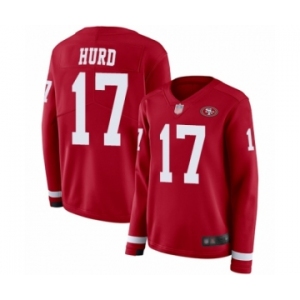 Women's San Francisco 49ers #17 Jalen Hurd Limited Red Therma Long Sleeve Football Jersey