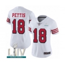 Women's San Francisco 49ers #18 Dante Pettis Limited White Rush Vapor Untouchable Super Bowl LIV Bound Football Jersey
