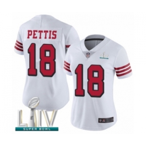 Women's San Francisco 49ers #18 Dante Pettis Limited White Rush Vapor Untouchable Super Bowl LIV Bound Football Jersey