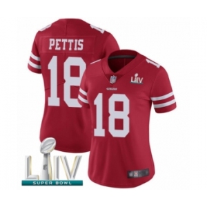 Women's San Francisco 49ers #18 Dante Pettis Red Team Color Vapor Untouchable Limited Player Super Bowl LIV Bound Football Jersey