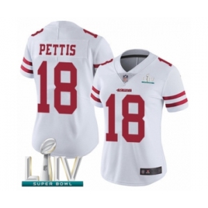 Women's San Francisco 49ers #18 Dante Pettis White Vapor Untouchable Limited Player Super Bowl LIV Bound Football Jersey