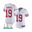 Women's San Francisco 49ers #19 Deebo Samuel White Vapor Untouchable Limited Player Super Bowl LIV Bound Football Jersey