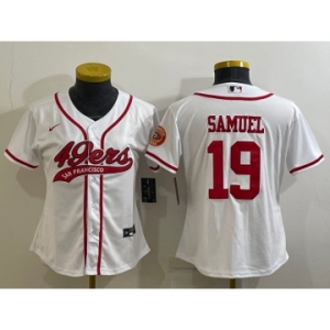 Women's San Francisco 49ers #19 Deebo Samuel White With Patch Cool Base Stitched Baseball Jersey