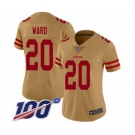 Women's San Francisco 49ers #20 Jimmie Ward Limited Gold Inverted Legend 100th Season Football Jersey